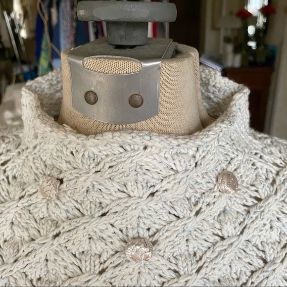 Sweater with silk embroidery size medium. Cream color with taupe embroidery. - Picture 2 of 5